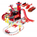 Feuerwehr-Garage, 3 Ebenen mit Aufzug, Autos + Hubschrauber, 74 Teile