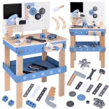 Große hölzerne Kinderwerkbank mit Werkzeug