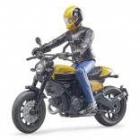 Bruder bworld Motorrad Scrambler DUCATI Cafe Racer mit Fahrer 1:16