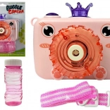 Rosa Seifenblasen-Kamera mit Batterien für Kinder