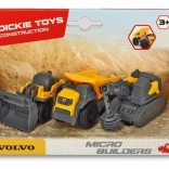 Set aus 3 Volvo-Baufahrzeugen: Walze, Kipper und Bagger
