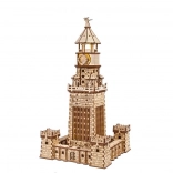 Ugears 3D mechanisches Holzpuzzle Alexandrischer Leuchtturm mit LED-Beleuchtung