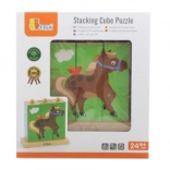 VIGA Steckwürfel – Haustiere (9 Würfel)