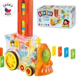 Transparente Lokomotive mit Dominosteinen und Licht für Kinder