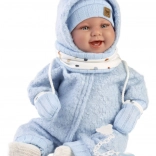 Realistische Babypuppe mit Geräuschen und weichem Stoffkörper 44 cm