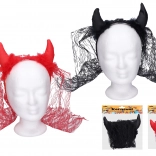 Teufelshörner mit Schleier am Haarreif, schwarz