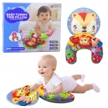 Stützendes Baby-Kissen mit Hängespielzeug und knisternder Fuchs-Spielmatte