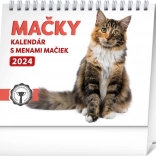 Tischkalender Katzen 2024 mit Katzennamen 16,5 × 13 cm