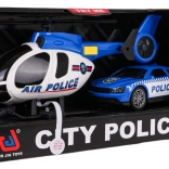 Polizei-Set: Hubschrauber und Auto mit Lichtern und Geräuschen