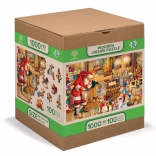 Wooden City Holzpuzzle Santas Werkstatt 2-in-1, 1010 Teile ECO