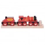 Bigjigs Rail Rote Lokomotive mit Waggon