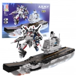 Konstruktionsbausatz Flugzeugträger und Roboter 2-in-1, 737 Teile