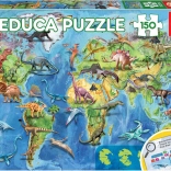 Puzzle Weltkarte mit Dinosauriern EDUCA 150 Teile