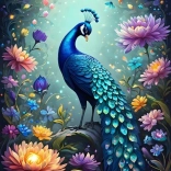 Puzzle Blumen und Pfau 500 Teile