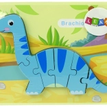 Holzpuzzle Dinosaurier Brachiosaurus blau