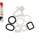 Beißring Tier mit Anhängern schwarzweiß