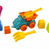 Bunte Sandkasten-Set mit Lastwagen und Zubehör für Kinder
