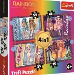 Puzzle 4v1 Moderne Puppen Rainbow High