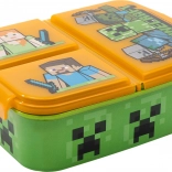 Kinder-Snackbox MINECRAFT mit 3 Fächern, orange‑grün