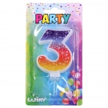 Partykerze Sterne in Form der Zahl 3