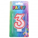 Partykerze Nummer 3 rot