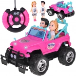 Rosa RC-Geländeauto für Puppen mit 2 Figuren