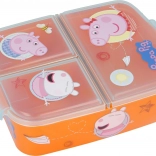 Kinder Mittagessen-Box mit 3 Fächern - Peppa Wutz orange