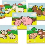 Holzpuzzle Meine ersten Tiere – Bauernhof, 6 Puzzles mit je 3 Teilen