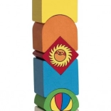 Holz-Pyramiden-Spielzeug mit dem kleinen Maulwurf