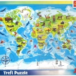 TREFL Puzzle Weltkarte mit Tieren 25 Teile