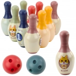 Kinder-Bowlingset mit Kätzchen – 10 Kegel und 2 bunte Kugeln