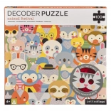 Petit Collage Decoder-Puzzle Tierfestival mit 3D-Brille, 100 Teile