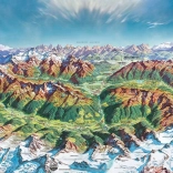 Heye Puzzle Map Art: Bergwelt in den Alpen 2000 Teile