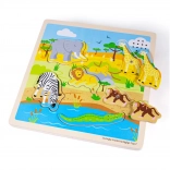Holzpuzzle Spiel Safari mit Soundeffekten