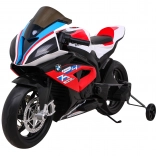 Elektrisches Kinder-Motorrad BMW HP4, rot mit Stützrädern, sanftem Anfahren, EVA-Reifen und MP3 LED