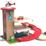 Holzgarage mit Eisenbahnschiene 2Kids Toys