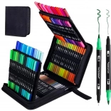Set mit 120 farbenfrohen, doppelseitigen und wasserfesten Filzstiften