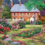 Puzzle Garten mit Pferden 1500 Teile
