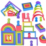 Holzpuzzle im Montessori-Stil – bunte geometrische Formen und Figuren