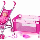 WOODY Kinderset mit Kinderwagen und Bettchen