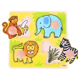 Bigjigs Toys Mein erstes Steckpuzzle Safari (Holz, 4 Teile)