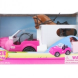 Puppenauto mit Anhänger und Pferd