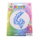 Aufblasbarer Ballon Zahl 4 blau mit Sternchen