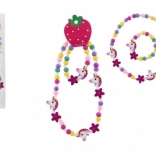 Kinderschmuck-Set: Halskette und Armband mit Einhorn-Motiv aus Perlen