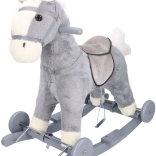 Plüsch-Schaukelpferd 2-in-1 mit Rollen – grau