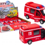 Metall-Feuerwehrfahrzeug 1:32 mit öffnenden Türen, Licht und Sound, rot