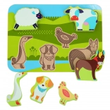 Holzpuzzle zum Einsetzen Bauernhof-Tiere LUCY & LEO, 7 Teile