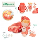 Lilliputiens – Babypuppe Lena im Körbchen mit Schmusetuch und Fläschchen, 12 M+