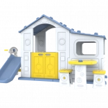 Großes Kinderspielhaus mit blauem Dach