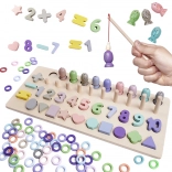 Holz-Lernspiel 2-in-1: Formsortierer, Zählspiel und magnetisches Angelspiel